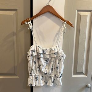 American Eagle Floral Ruffle Tank